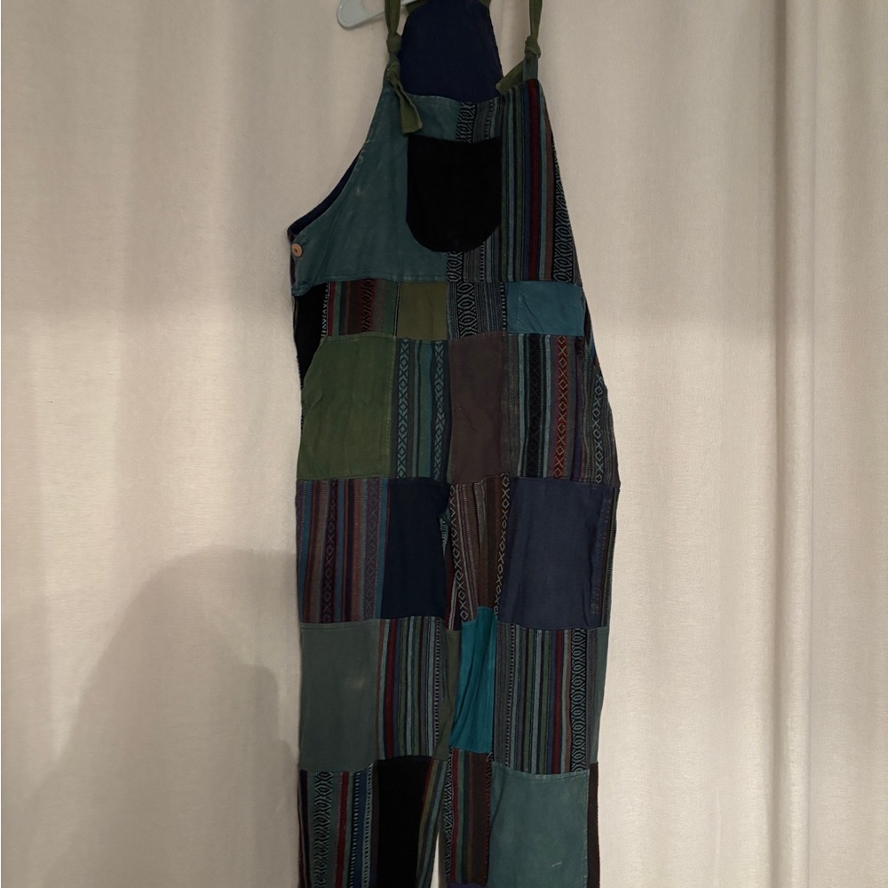 Blue Patchwork Overalls - image 1